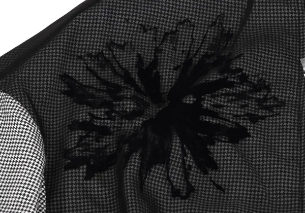 Y's Floral Flock Printed Houndstooth Long Blouson K-165770_004