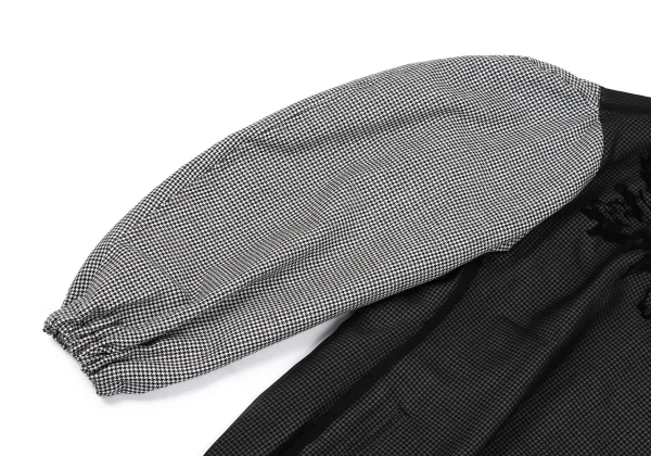 Y's Floral Flock Printed Houndstooth Long Blouson K-165770_006