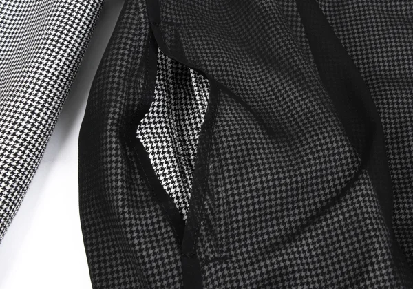 Y's Floral Flock Printed Houndstooth Long Blouson K-165770_010