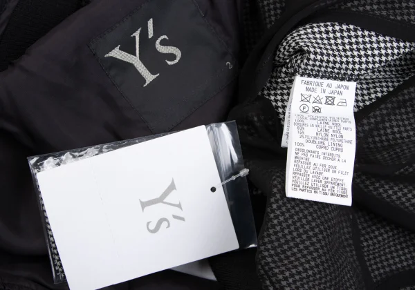 Y's Floral Flock Printed Houndstooth Long Blouson K-165770_017