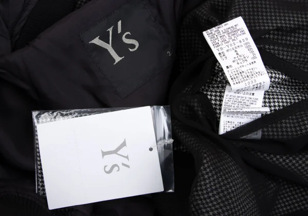 Y's Floral Flock Printed Houndstooth Long Blouson K-165770_018