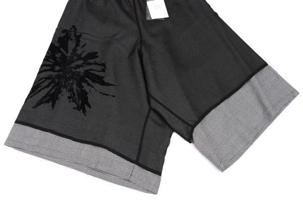 Y's Floral Flock Printed Houndstooth Asymmetry Pants K-165771_004