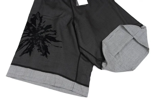 Y's Floral Flock Printed Houndstooth Asymmetry Pants K-165771_006