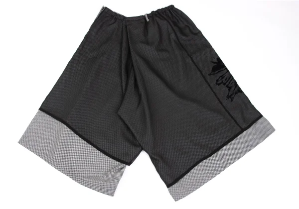 Y's Floral Flock Printed Houndstooth Asymmetry Pants K-165771_007