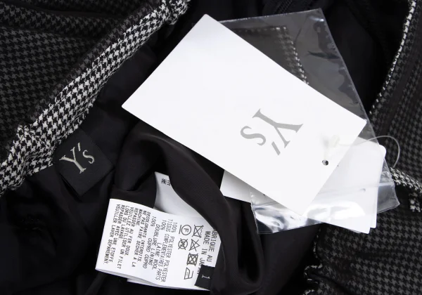 Y's Floral Flock Printed Houndstooth Asymmetry Pants K-165771_010