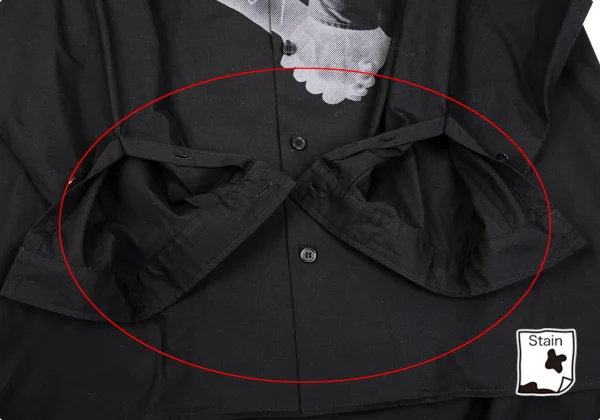 BLACK Scandal Yohji Yamamoto Hand Printed Broadcloth Long Shirt K-165792_009