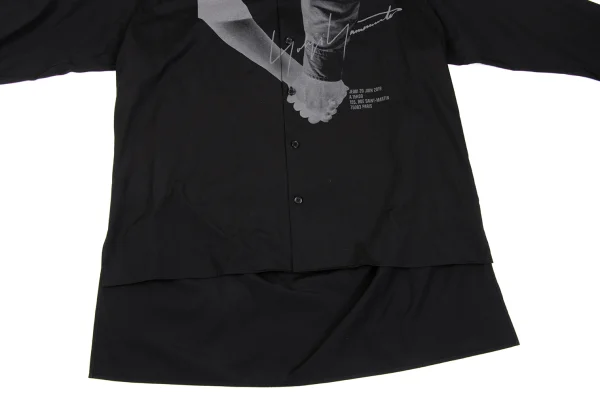 BLACK Scandal Yohji Yamamoto Hand Printed Broadcloth Long Shirt K-165792_010