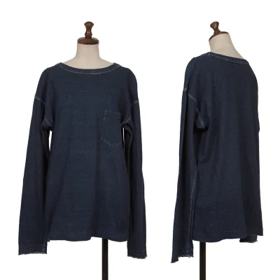 R by 45rpm Indigo Dyed Cotton Front Pocket Sweatshirt