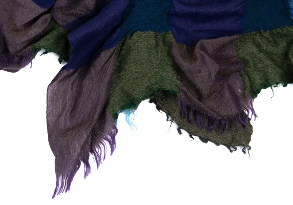 Y's Wool Blend Panel Design Gathered Stole K-165812_003