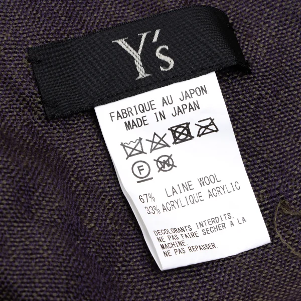 Y's Wool Blend Panel Design Gathered Stole K-165812_009