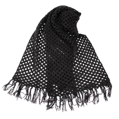 LIMI feu Openwork Design Fringe Knit Stole