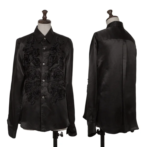 robe de chambre COMME des GARCONS Floral Taping Satin Shirt Black S-M K-165816_001