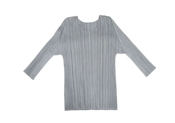 PLEATS PLEASEプリーツプリーズ 半袖Tシャツ ライトグレー プリーツプリーズPLEATS PLEASE プリーツ七分袖カットソー グレー3 (K
