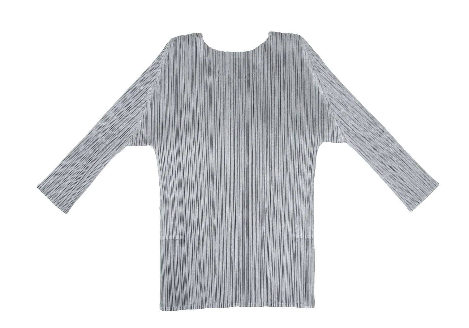 プリーツプリーズPLEATS PLEASE プリーツ七分袖カットソー グレー3 (K