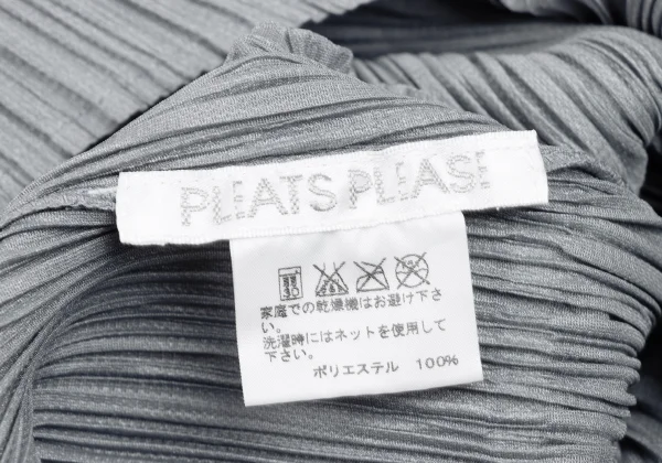 プリーツプリーズPLEATS PLEASE プリーツ七分袖カットソー グレー3 (K