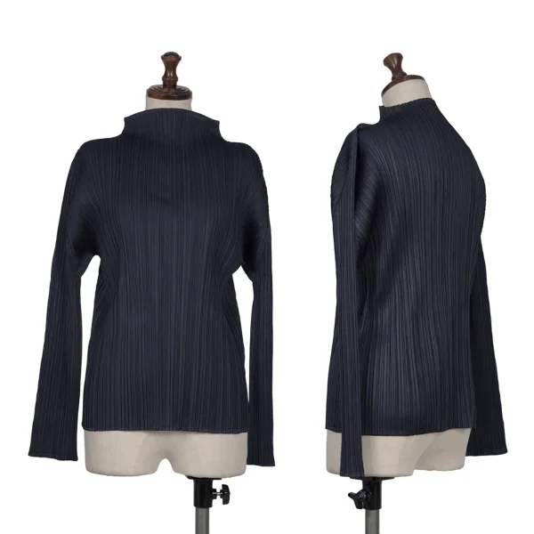 PLEATS PLEASE Turtle Neck T Shirt Navy 3 K-165832_001