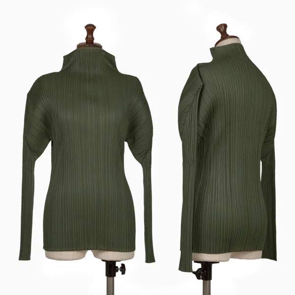 PLEATS PLEASE Pleats High-neck Top Dark Green 3 K-165836_001
