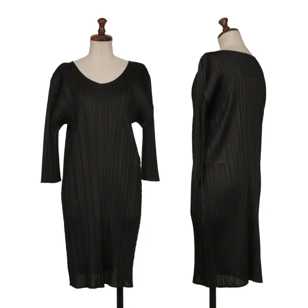 PLEATS PLEASE Pleats 3/4 Sleeve Tunic Black 3 K-165845_001