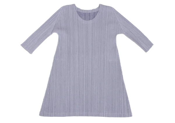 PLEATS PLEASE Herringbone Woven 3/4 Sleeve Tunic K-165847_002