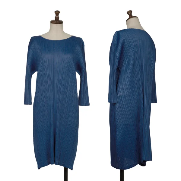 PLEATS PLEASE Pleats 3/4 Sleeve Flare Tunic Blue 3 K-165852_001