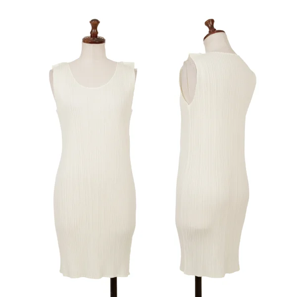 PLEATS PLEASE Pleats Sleeveless Tunic Ivory M-L K-165860_001