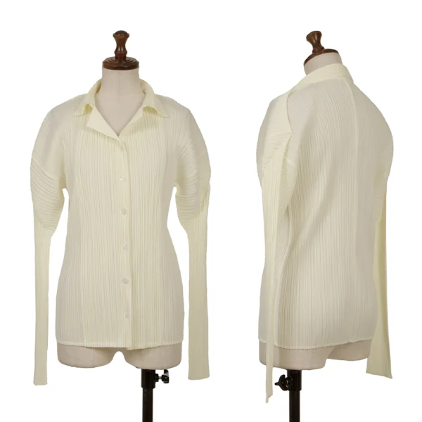 PLEATS PLEASE Pleats Open Collar Shirt Cream 3 K-165862_001