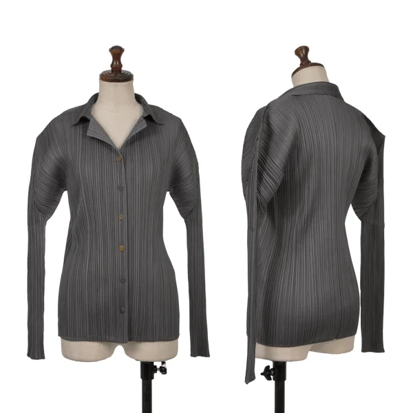 PLEATS PLEASE Pleats Open Collar Shirt Grey 3 K-165863_001