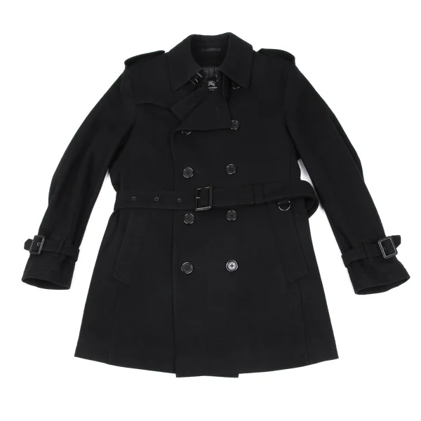 バーバリー ブラックレーベルBURBERRY BLACK LABEL メルトンウールライナー着脱ハーフコート 黒M