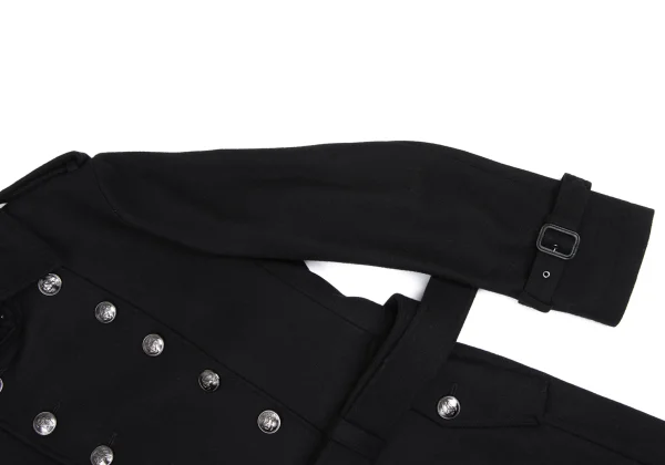 【美品】BURBERRY BLACK LABEL ナポレオンコート メタルボタン バーバリー ブラックレーベル メタルボタン ナポレオン Pコート L 黒