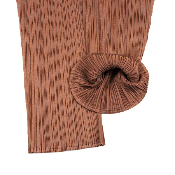 プリーツプリーズPLEATS PLEASE プリーツクロップドパンツ 茶4 (K-165887)
