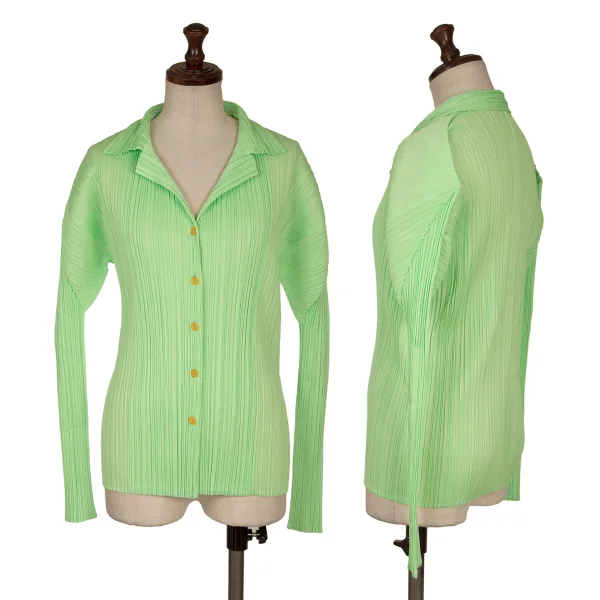 PLEATS PLEASE Pleats Open Collar Shirt Light Green 3 K-165892_001