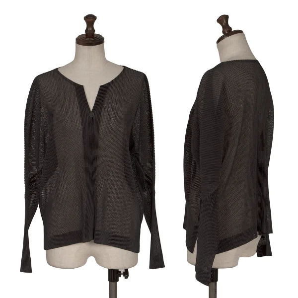 プリーツプリーズPLEATS PLEASE メッシュプリーツ1Bカーディガン 黒3