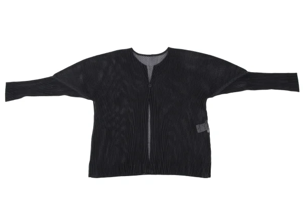 PLEATS PLEASE ブラックカーディガン プリーツプリーズPLEATS PLEASE メッシュプリーツ1Bカーディガン 黒3