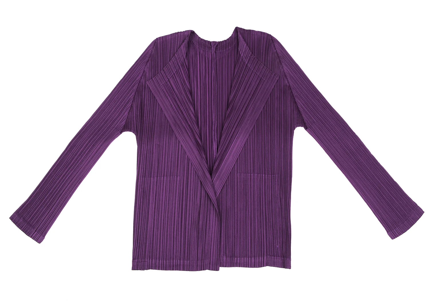 プリーツプリーズPLEATS PLEASE プリーツボタンレスカーディガン 紫3