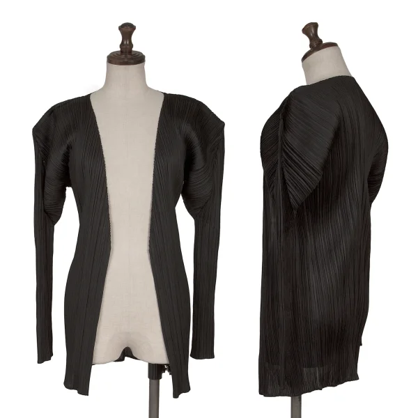 プリーツプリーズPLEATS PLEASE プリーツボタンレスカーディガン 黒3
