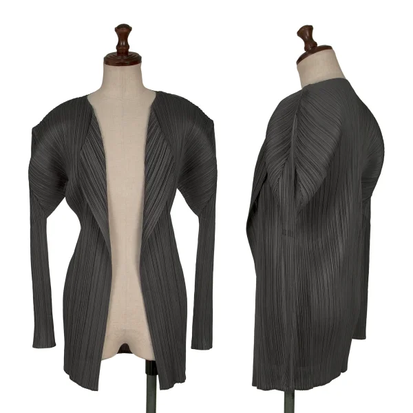 プリーツプリーズPLEATS PLEASE プリーツボタンレスカーディガン グレー3