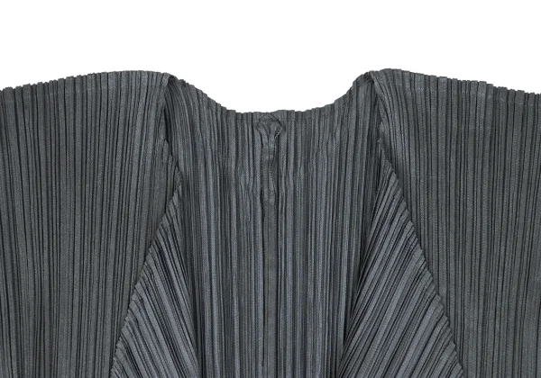 プリーツプリーズ　グレー　羽織り　ボタンレス　変形カーディガン　3サイズ プリーツプリーズPLEATS PLEASE プリーツボタンレスカーディガン