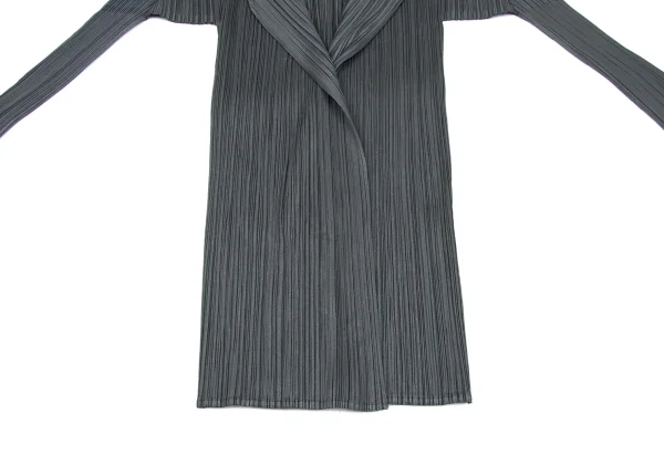 プリーツプリーズ　グレー　羽織り　ボタンレス　変形カーディガン　3サイズ プリーツプリーズPLEATS PLEASE プリーツボタンレスカーディガン