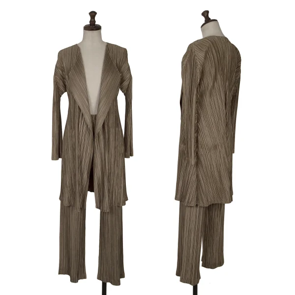 プリーツプリーズPLEATS PLEASE シャイニープリーツセットアップ 茶3 1