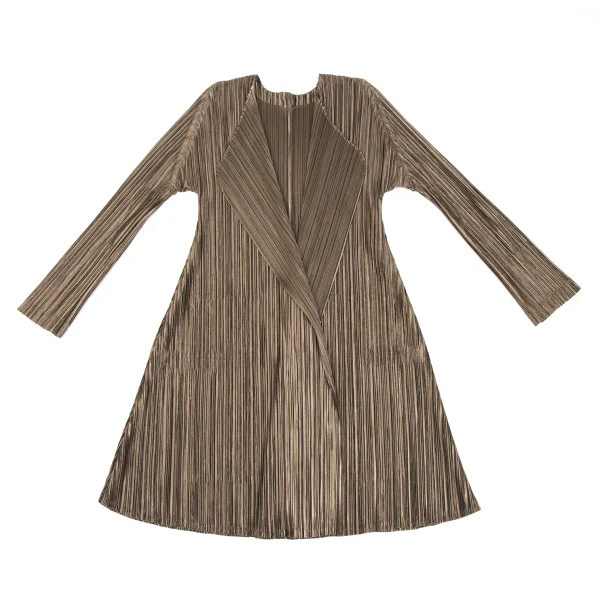 プリーツプリーズ トップス フリーサイズ pleats please プリーツプリーズPLEATS PLEASE プリーツセットアップ 茶3 4 (K-165888)