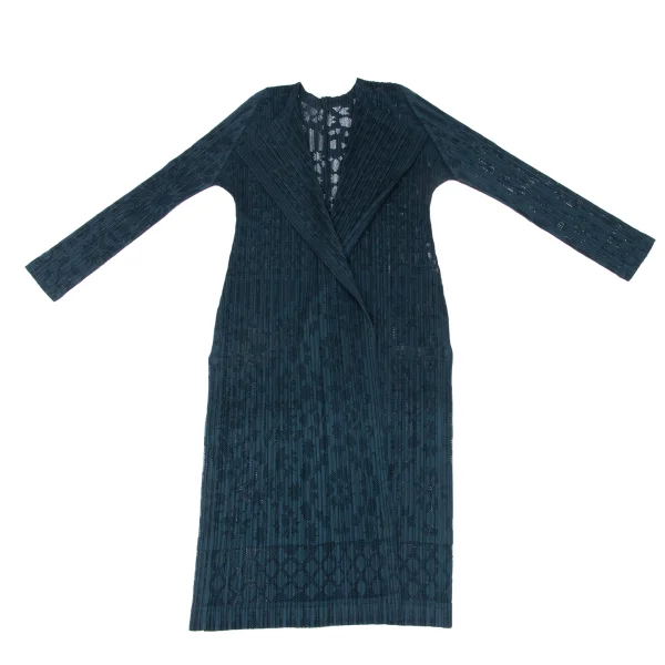 プリーツプリーズ ロングカーディガン プリーツプリーズPLEATS PLEASE ジャガードメッシュプリーツロング