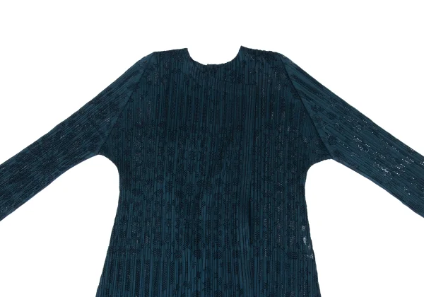 PLEATS PLEASE Jacquard Mesh Pleats Long Cardigan K-165905_005