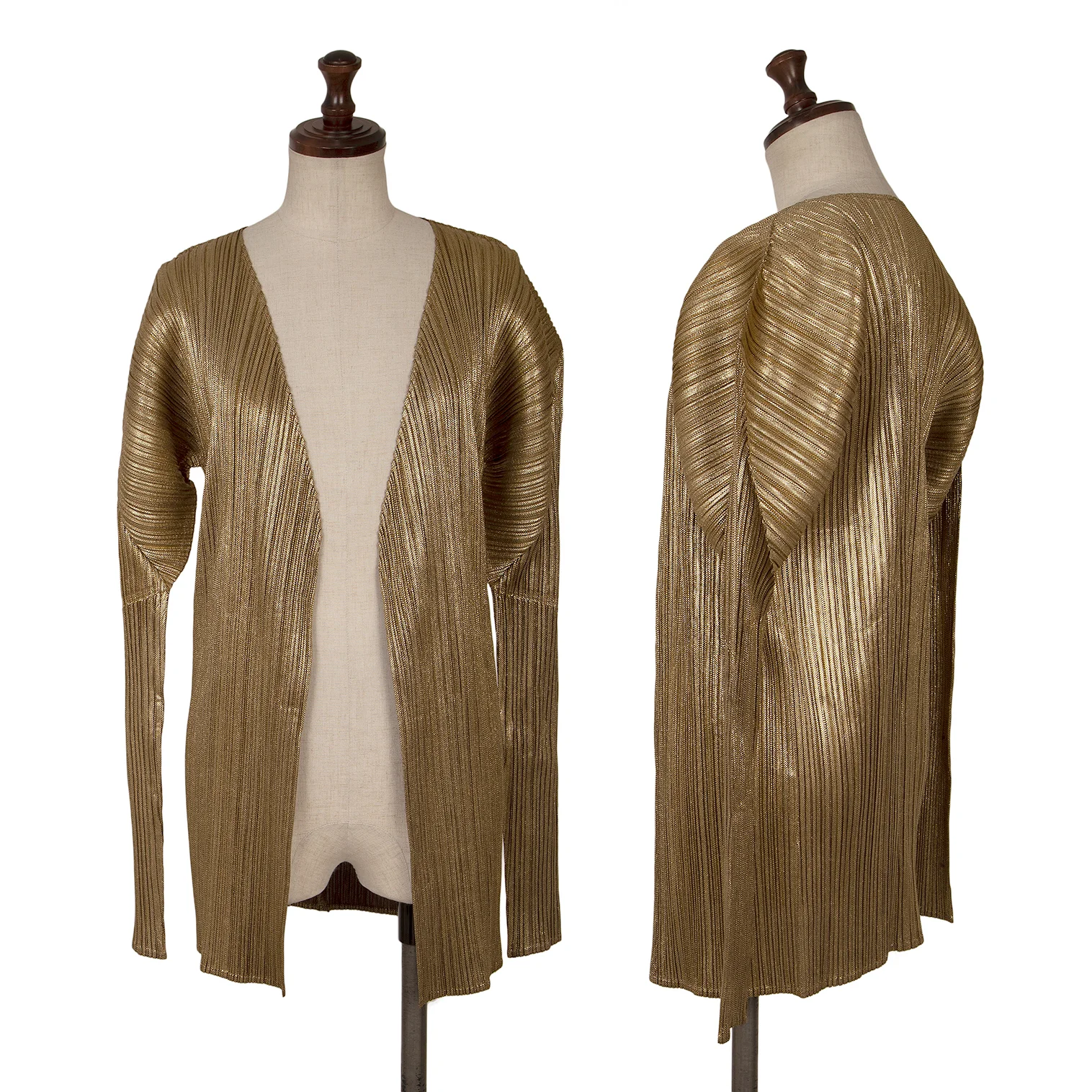 プリーツプリーズPLEATS PLEASE 箔プリントボタンレスカーディガン