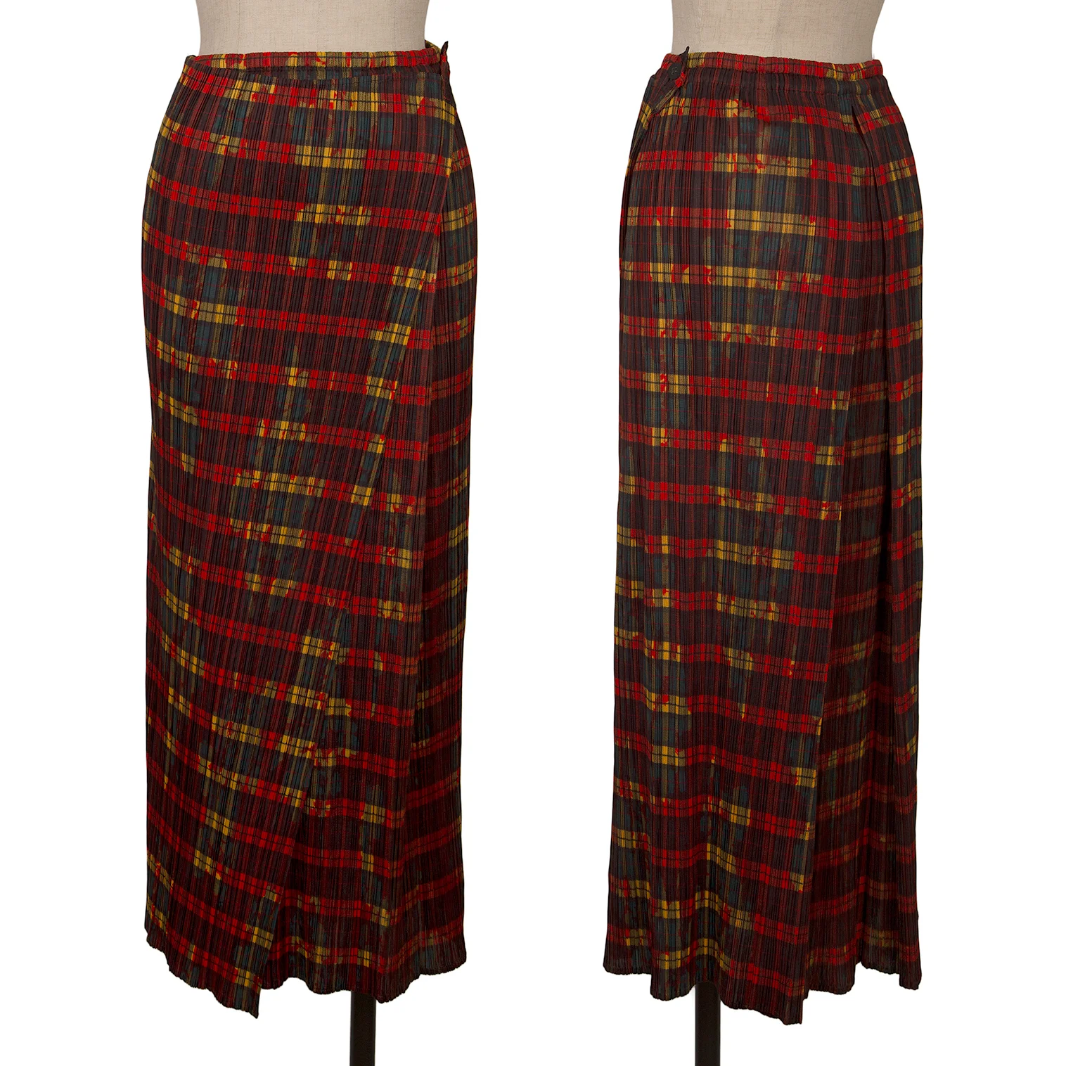 プリーツプリーズPLEATS PLEASE ボタニカルチェックプリーツラップ