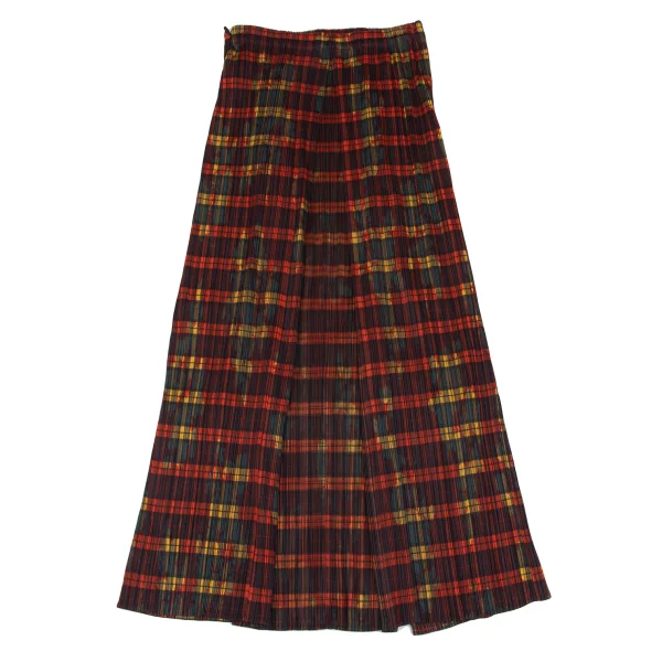 PLEATS PLEASE Botanical Check Pleated Wrap Design Skirt K-165910_009