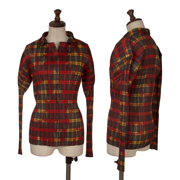 PLEATS PLEASE Botanical Check Pleated Shirt & Skirt K-165911_002