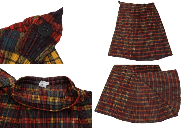PLEATS PLEASE Botanical Check Pleated Shirt & Skirt K-165911_015