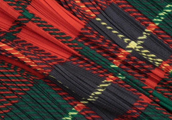 プリーツプリーズPLEATS PLEASE タータンチェックプリントプリーツシャツ 赤緑3 K-165912_012