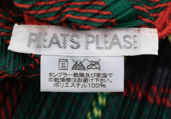 プリーツプリーズPLEATS PLEASE タータンチェックプリントプリーツシャツ 赤緑3 K-165912_015