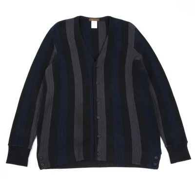 Y's for men Cotton Stripe Knit Cardigan